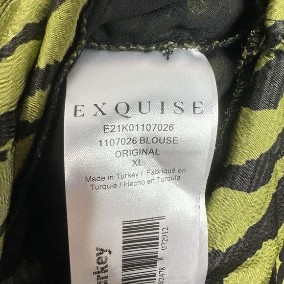 Anthropologie Exquise Wrap Blouse XL Green Black Tiger Print‎ NWT $190 - Picture 9 of 16